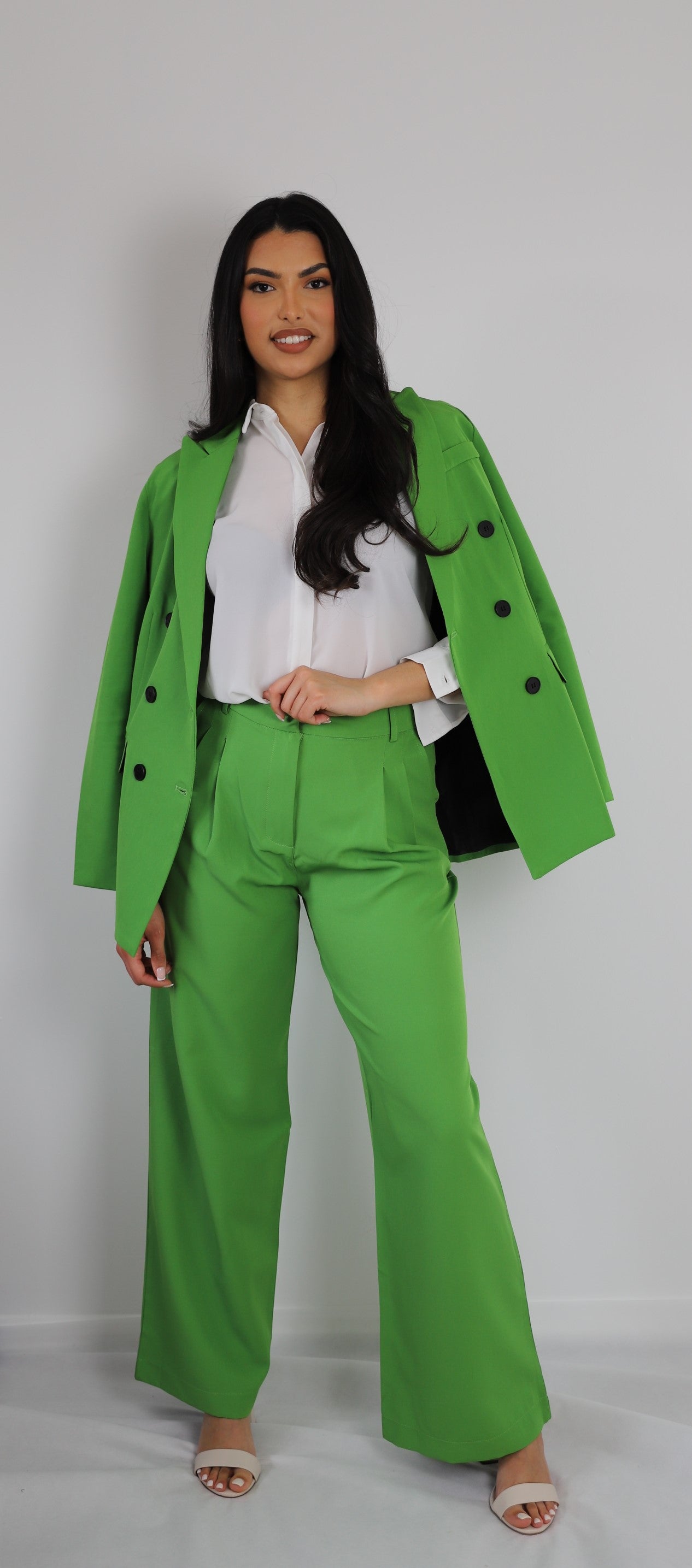 Green high waisted trousers best sale